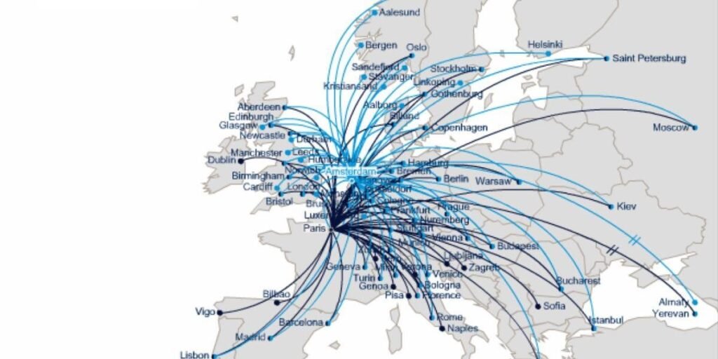 KLM Royal Dutch Airlines Destinations in Europe